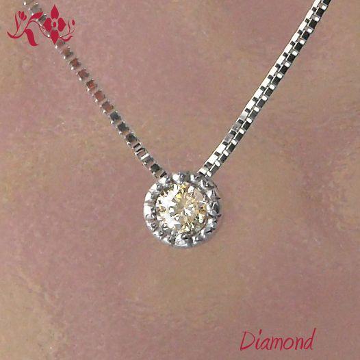 ダイヤモンド ネックレス 一粒 18金ホワイトゴールド