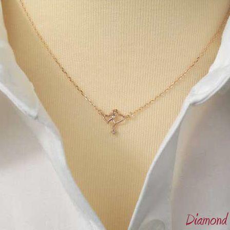 ダイヤモンド ネックレス 一粒 揺れる オープンハートモチーフ 4月誕生石 天然石 k10pg 10金ピンクゴールド レディース 50代 40代 60代 30代 20代 妻 彼女の画像