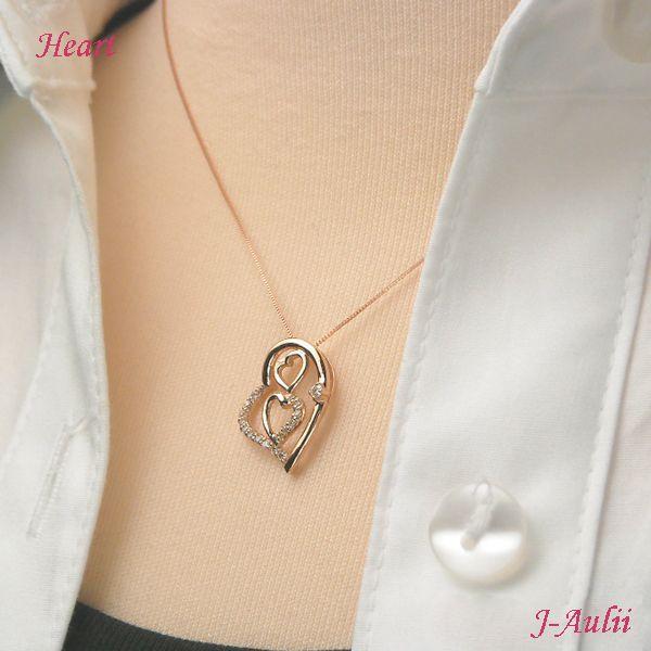 ダイヤモンドネックレス ハート 18金ピンクゴールド