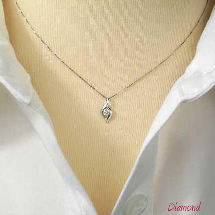 ダイヤモンド ネックレス 一粒 リーフ k10wg 4月誕生石 天然石 0.1ct