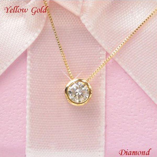ダイヤモンドネックレス 一粒 18金ゴールド 0.2カラット ヌーディーハート フクリン