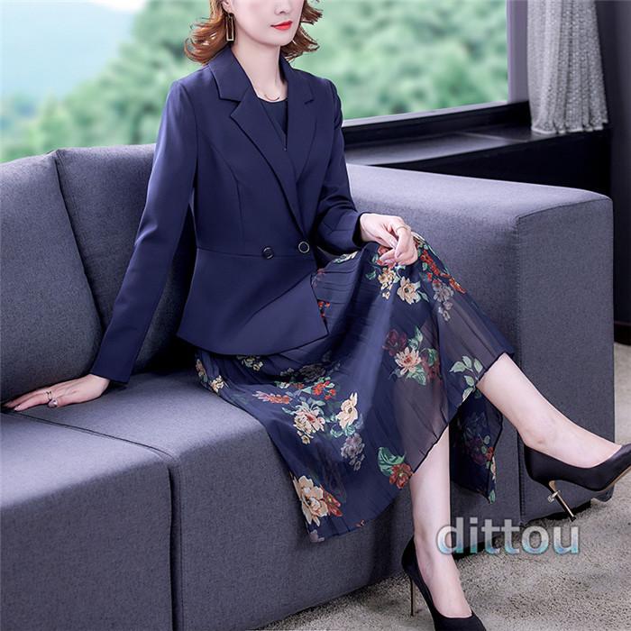 ワンピーススーツ レディース 2点セット テーラードジャケット オシャレ Ol 通勤 着痩せ ワンピースセット プリーツ フォーマル ママスーツ 卒園式 仕事 スリム セットアップ