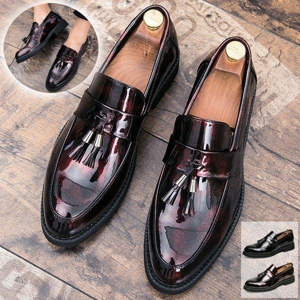 革靴 メンズ ローファー ビジネスシューズ レザー 紳士靴 皮靴 カジュアルシューズ タッセル 結婚式 おしゃれ 半額sale