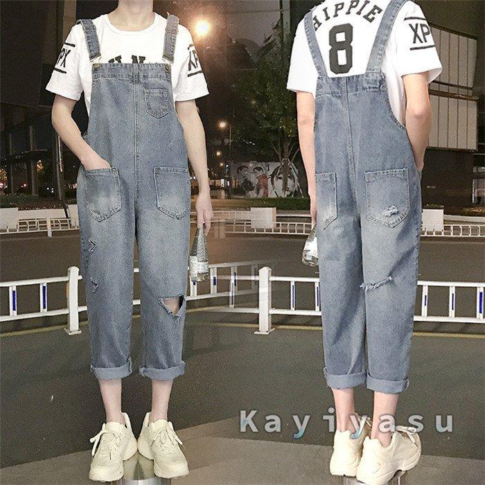激安商品 男女兼用 サロペット デニム オーバーオール メンズ レディース ダメージ ジーンズ ズボン型つなぎ おしゃれ 胸当て ジーパン 繋ぎ 作業服 ファッション性 Materialworldblog Com