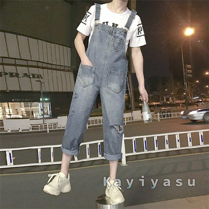 激安商品 男女兼用 サロペット デニム オーバーオール メンズ レディース ダメージ ジーンズ ズボン型つなぎ おしゃれ 胸当て ジーパン 繋ぎ 作業服 ファッション性 Materialworldblog Com
