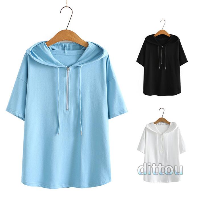 60 100kg対応 パーカー レディース 半袖パーカー ゆったり フード付き Tシャツ プルオーバー トップス 夏コーデ 無地 体型カバー 女性用 サマーウェア 008 Xqdm Sy2216 Dittou ヤフー店 通販 Yahoo ショッピング