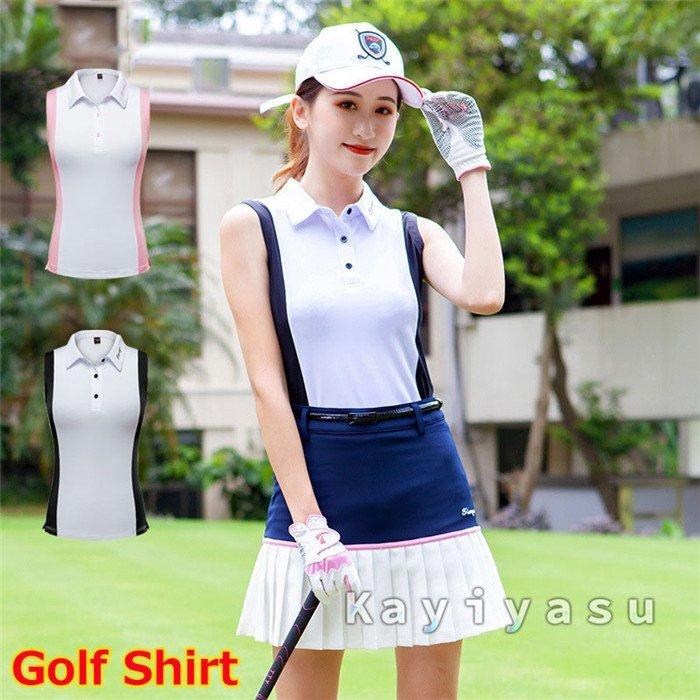 ゴルフシャツ レディース ポロシャツ ゴルフウェア Poloシャツ オシャレ スポーツシャツ 女性用 Tシャツ ノースリーブ 夏物 アウトドア 激安