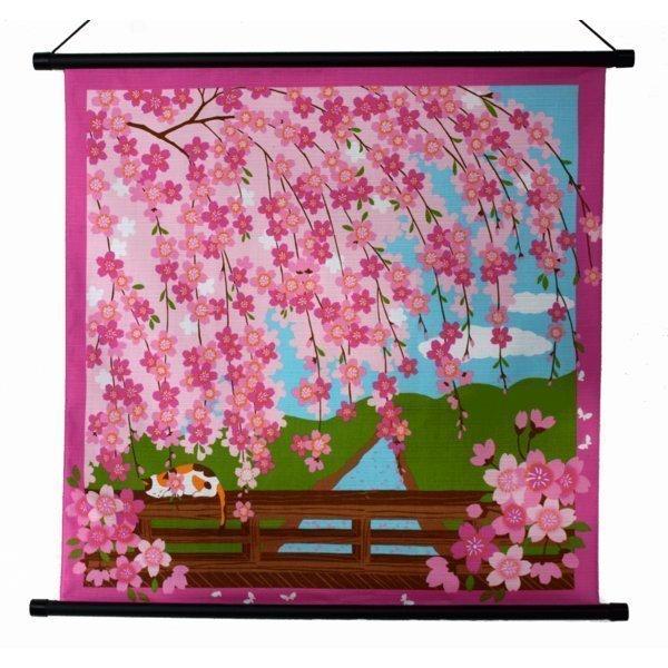公式通販 52%OFF タペストリー 壁掛け 掛軸 みけのお花見 4月 sekainogolf.jp sekainogolf.jp