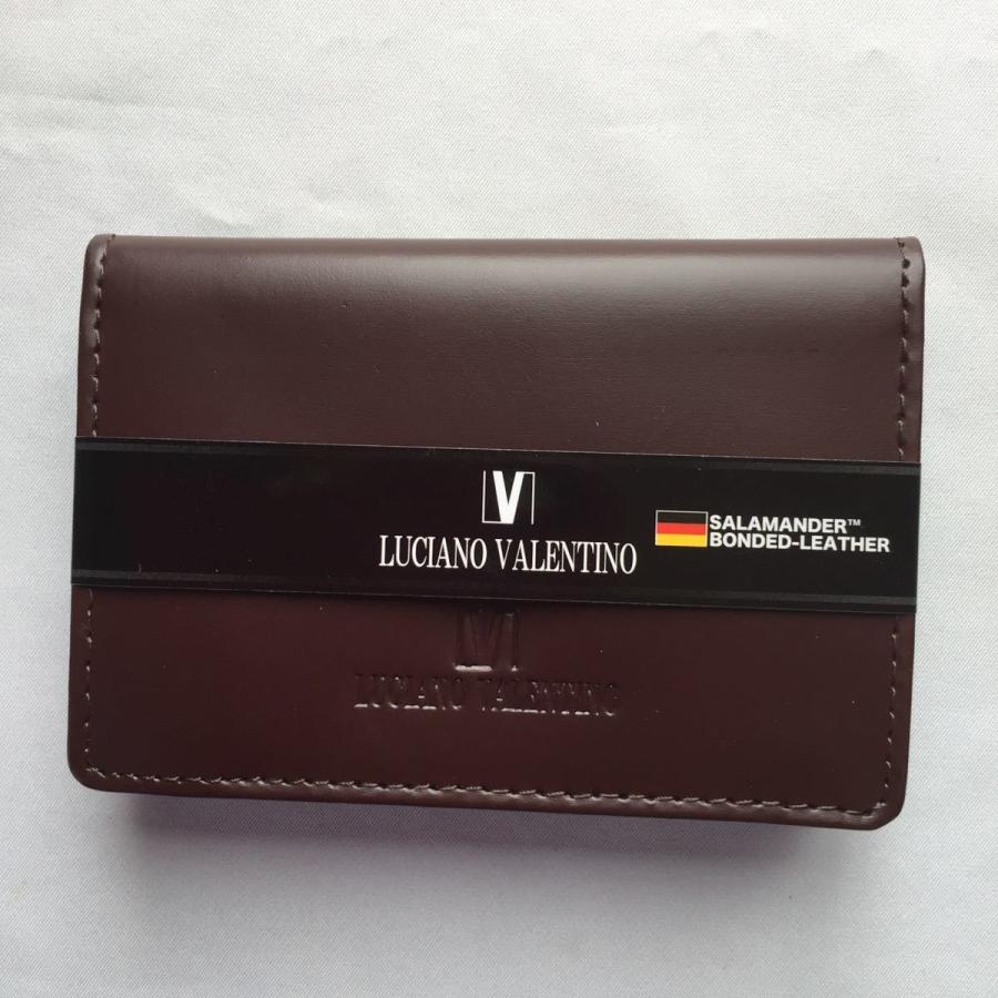 パスケース ダークブラウン 天然本革 ボンテッドレザー 定期入れ 免許証入れ Luciano Valentino ルチアーノ バレンチノ 送料無料 バーゲンセール