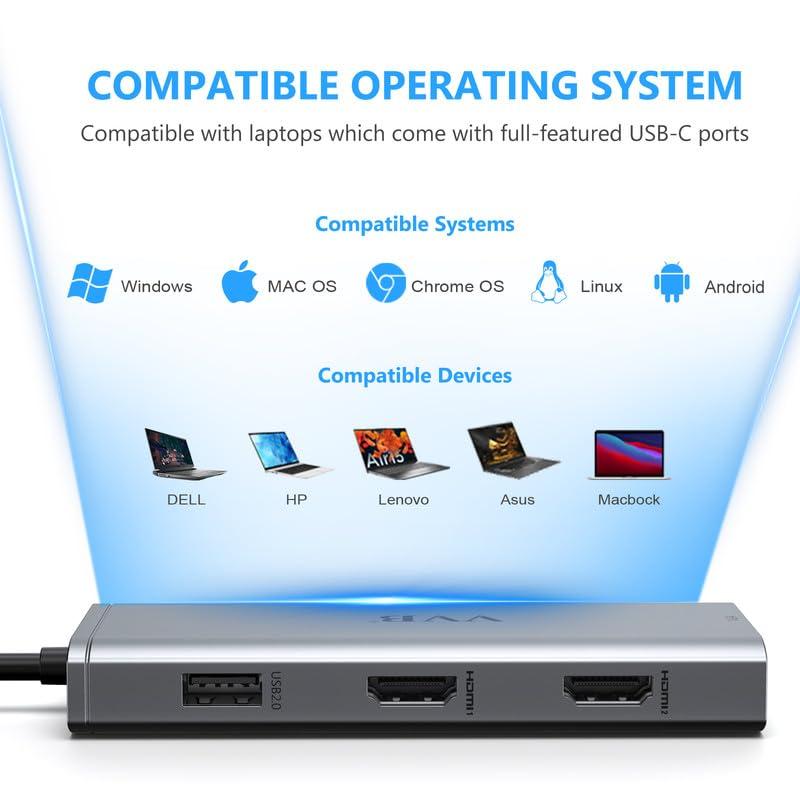 オフィシャル通販 USB C - デュアルHDMIアダプター USB Cドッキングステーション デュアルモニターアダプター Dell/HP/Lenovoノートパソコン用 iPhone 15 USB Cハブドングル マル