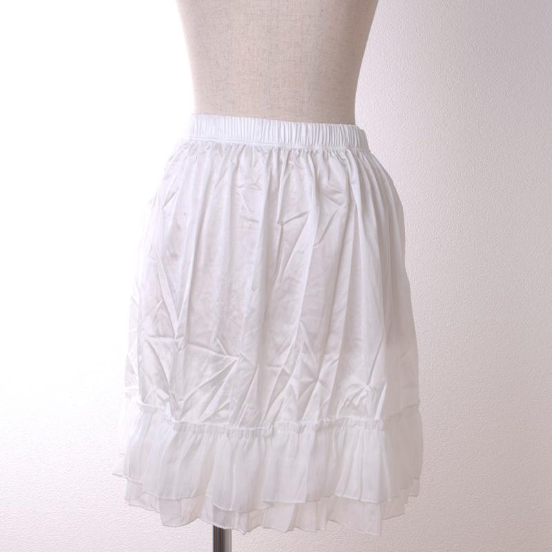 ペチスカート ラメ無地 フリル ペチコート 無地 サテン 透け防止 S M L  