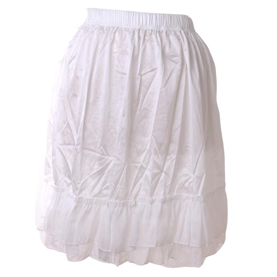 ペチスカート ラメ無地 フリル ペチコート 無地 サテン 透け防止 S M L  