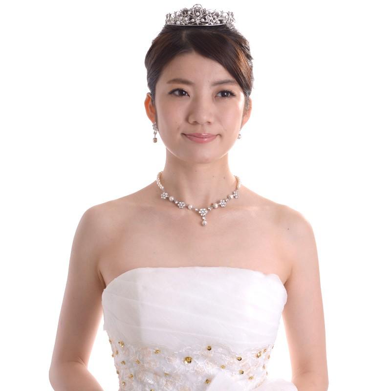 aurora 日本製スワロフスキー本貝パール使用ドレスネックレス 1513