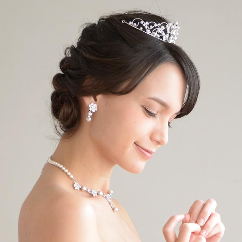 ウェディング　花嫁　ブライダル　ベール　グローブ　手袋　ピローケース　ヘアドレス　パーツ　　ネックレス　パール　イヤリング　スワロフスキー ノーブルスワロフスキーブライダル結婚式 ネックレス – おしゃれ花嫁様