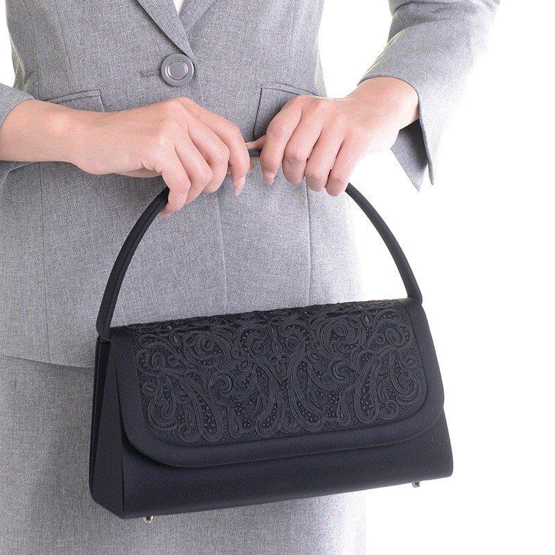 aurora(ファッション) コード刺繍ブラックフォーマルバッグ 冠婚 aurora(ファッション) コード刺繍ブラックフォーマルバッグ 冠婚