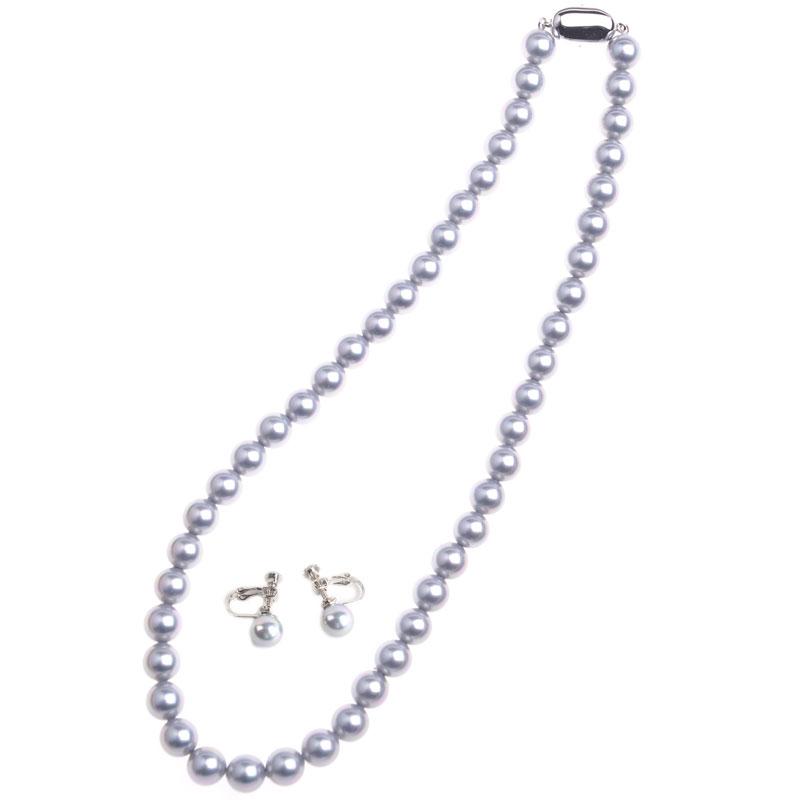 aurora 花珠高級オーロラ本貝パール8mmネックレス ビーンズクラスプ