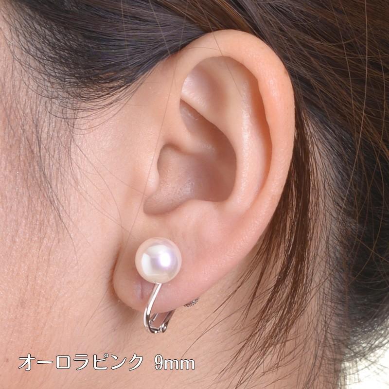 花珠高級オーロラ本貝パール9mmネックレス  ビーンズクラスプ仕様 イヤリング ピアスセット 16インチ 化粧箱入り 日本製 akシリーズの画像