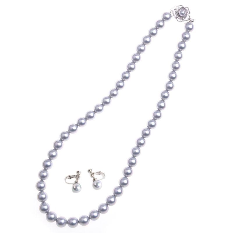 aurora 高級花珠オーロラ本貝パール8mmネックレス イヤリング ピアス