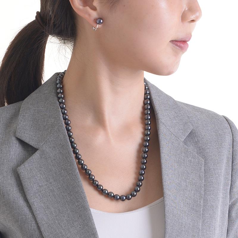 aurora 20インチ 8mm 花珠南洋黒蝶オーロラ 本貝パール ネックレス 