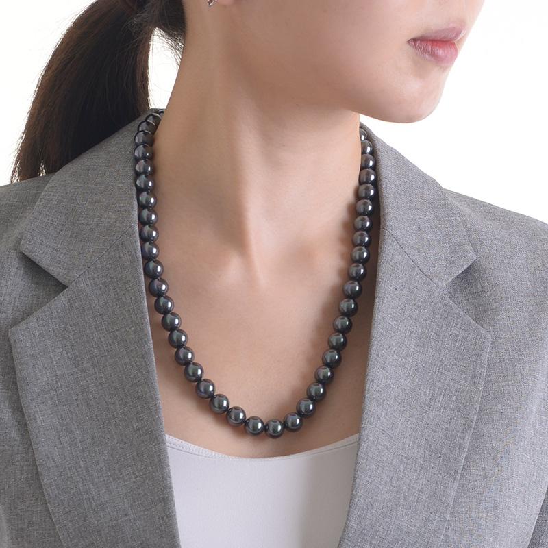 aurora 20インチ 10mm 花珠南洋黒蝶オーロラ本貝パール ネックレス