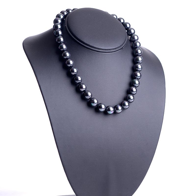 aurora 17インチ高級12mm花珠南洋黒蝶オーロラ本貝パールネックレス