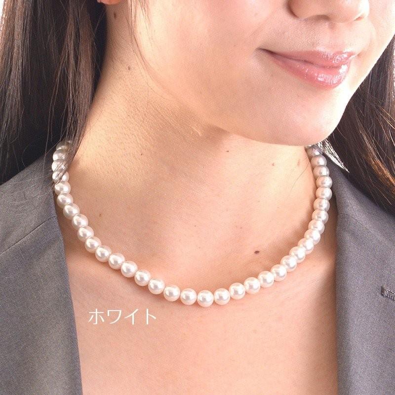 aurora 日本製8mm本貝パールネックレス 16インチ 40cm 職人手作り品 
