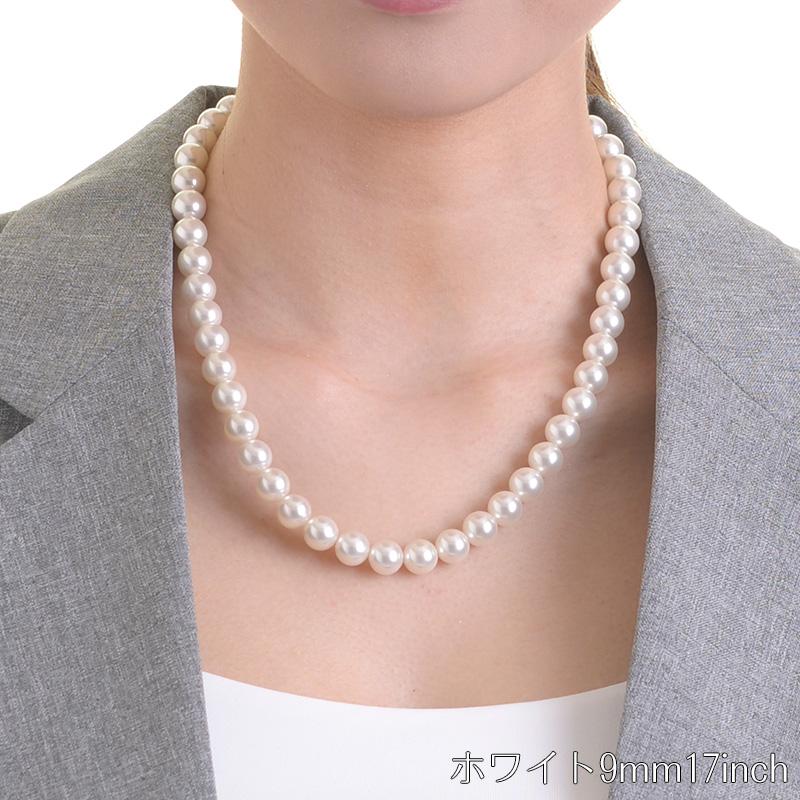 aurora(ファッション) 日本製9mm本貝パールネックレス 17インチ