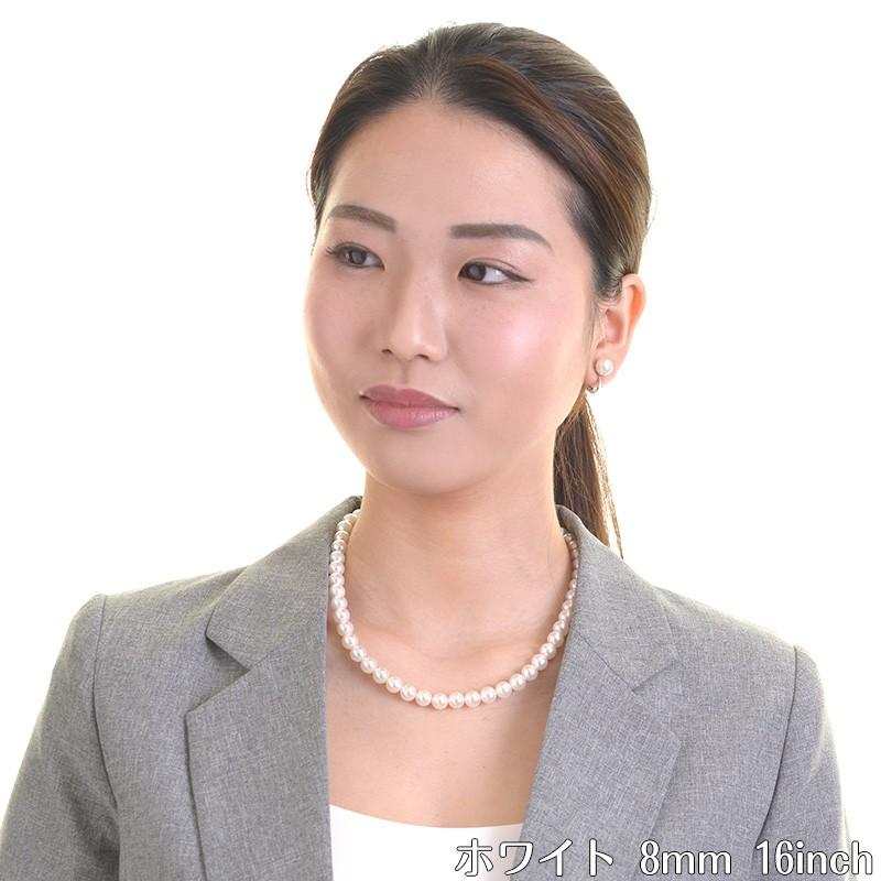 日本製8mm本貝パールネックレス イヤリング ピアス セット 冠婚葬祭 結婚式 16インチ 17インチ 18インチ 職人手作り品 | aurora(ファッション) | 12