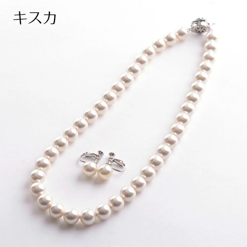 日本製10mm本貝パールネックレス イヤリングorピアスセット 16インチ 17インチ 18インチ 職人手作り品 | aurora(ファッション) | 02