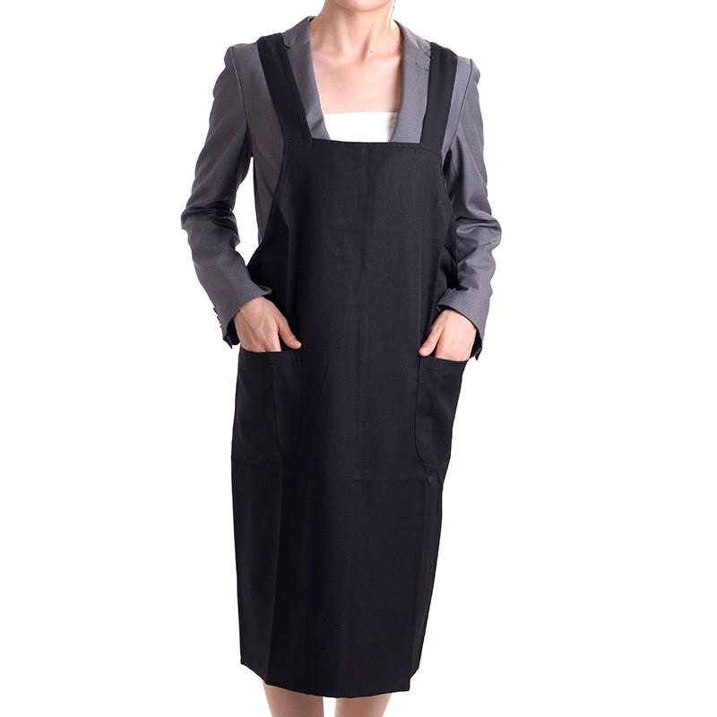 aurora ポリエステル2ポケット標準丈エプロン ブラックフォーマル