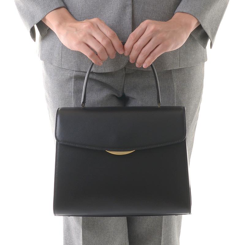 aurora 本革ブラックフォーマルバッグ Lサイズ 肩紐付き 3wayバックル