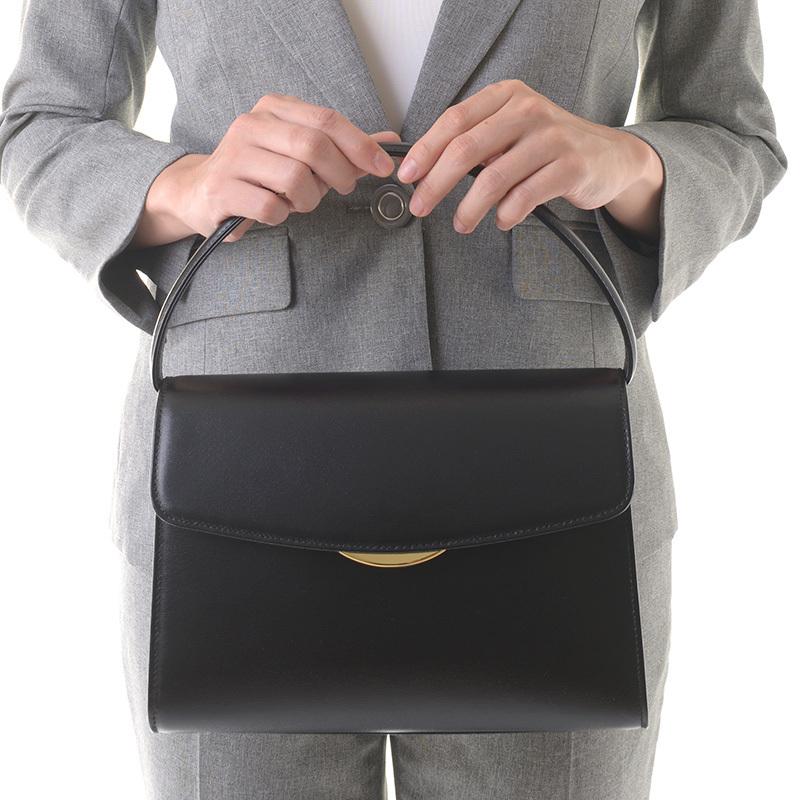 aurora B品返品不可 本革ブラックフォーマルバッグ 3way留め具 箱なし