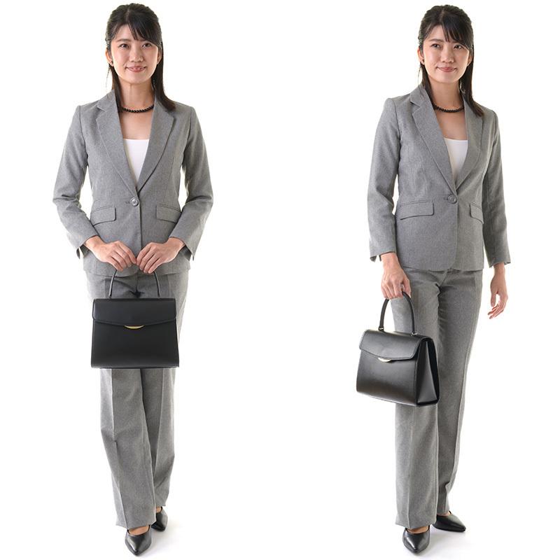 aurora B品返品不可 本革ブラックフォーマルバッグ Lサイズ 肩紐付き