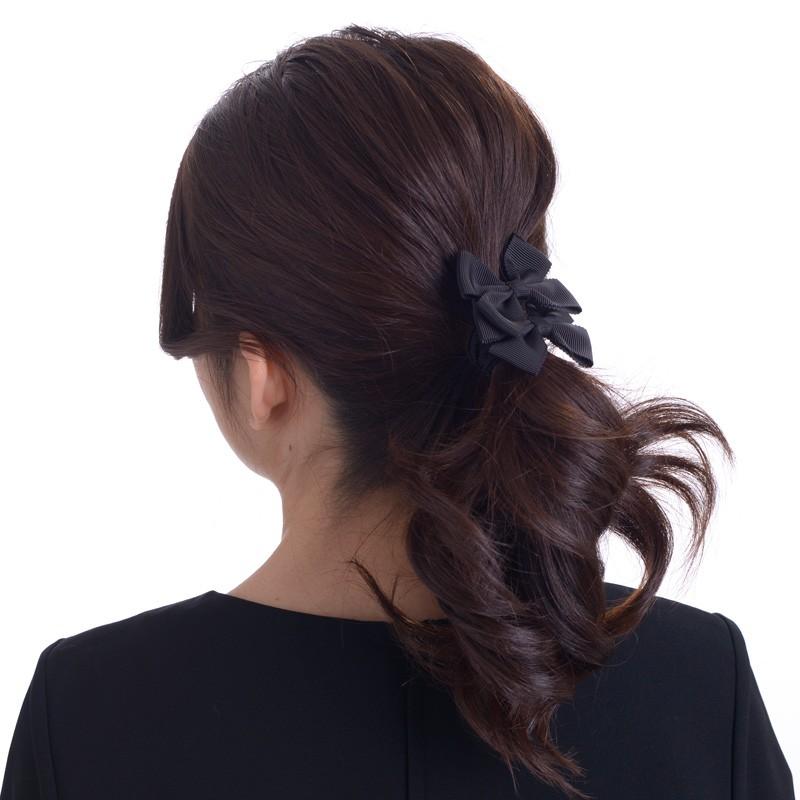 aurora グログランリボンヘアゴムポニー小2個set 日本製ヘア
