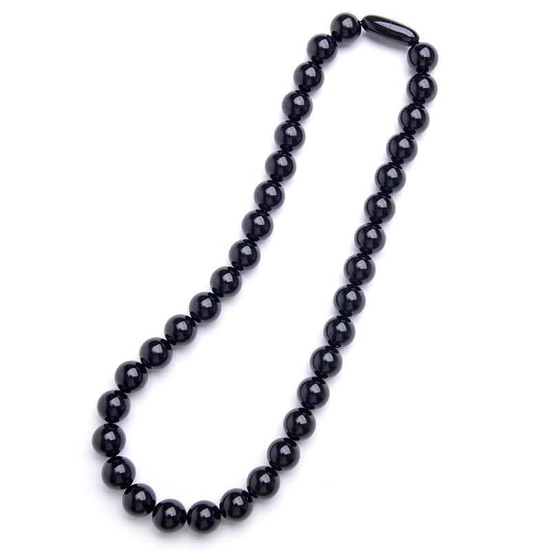 aurora(ファッション) 天然ジェットネックレス 12mm珠 日本製 水牛角  