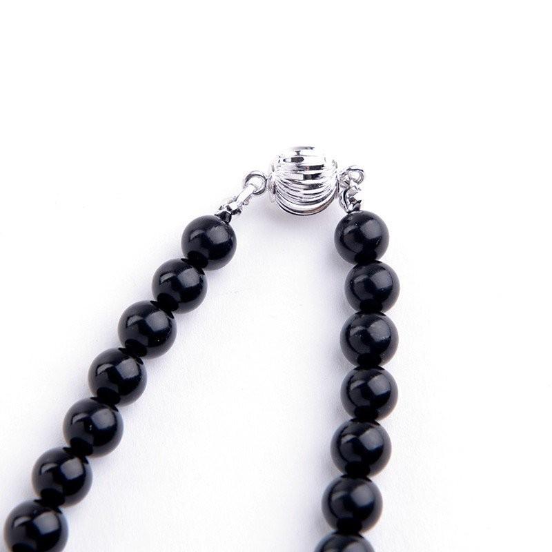 aurora ジェットネックレス 6mm-12mm 16インチ 43cm 黒琥珀 マグネット