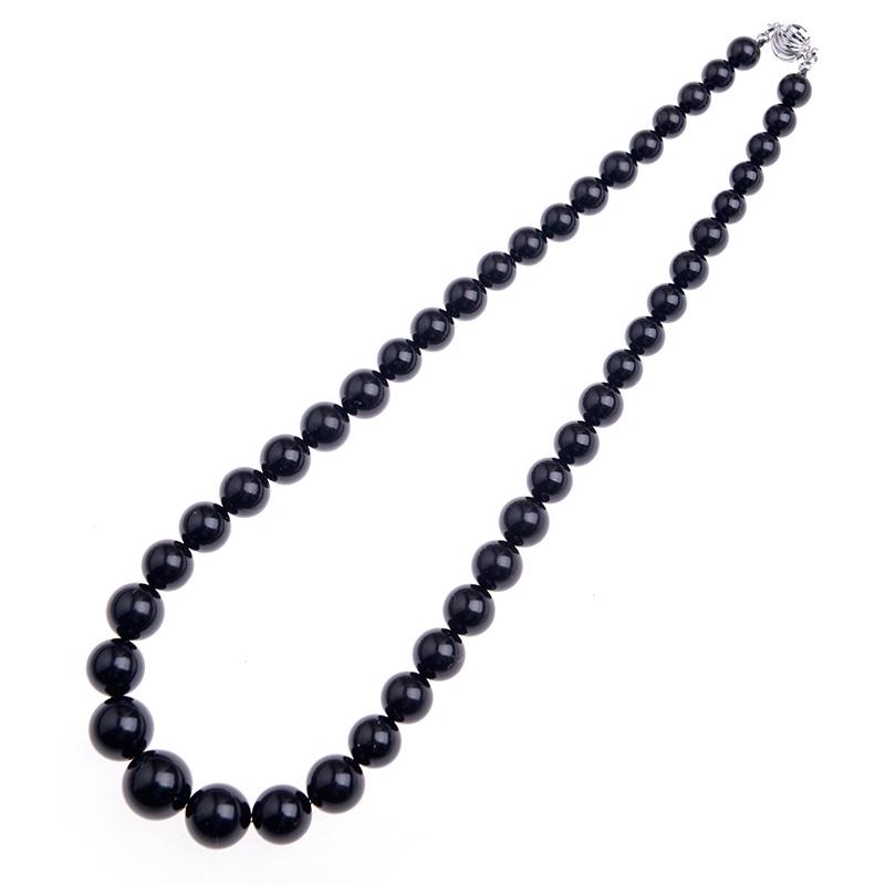 aurora ジェットネックレス 7mm-13mm 16インチ 43cm 黒琥珀 マグネット 