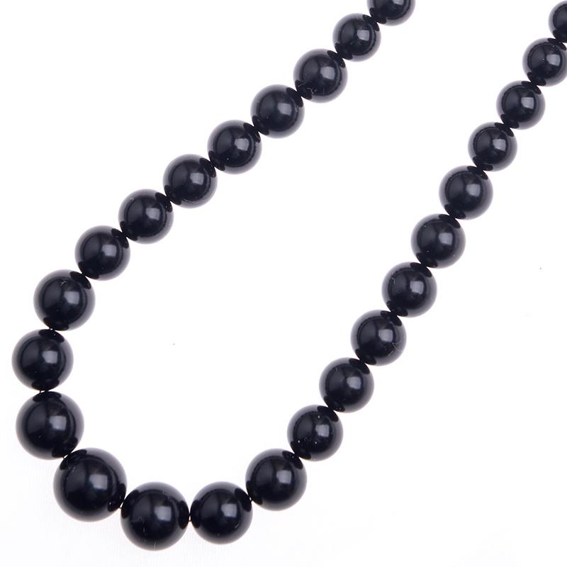 aurora ジェットネックレス 7mm-13mm 16インチ 43cm 黒琥珀 マグネット