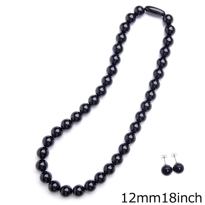 aurora(ファッション) 天然ジェットネックレス 12mm珠セット aurora(ファッション) 天然ジェットネックレス 12mm珠セット