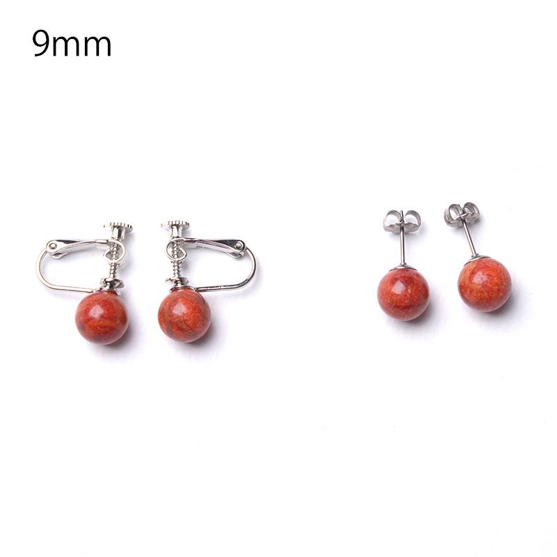 aurora アフリカ珊瑚ピアス 8mm 9mm 12mm 14mm 丸珠 赤 レッド チタン 