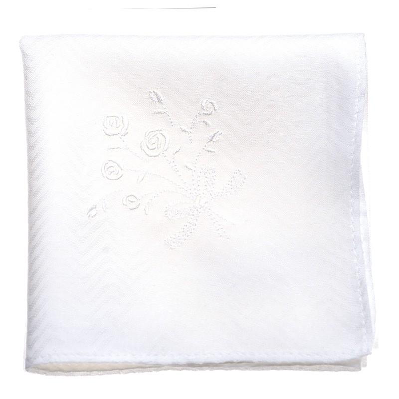 ブライダル ハンカチ ローズリボンブーケ刺繍 フォーマルハンカチ 花嫁 冠婚葬祭 無地 慶弔両用 白 79 以上節約 ブラックフォーマル ホワイト