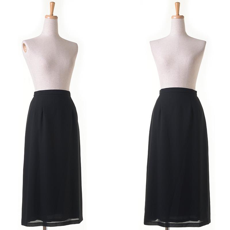 aurora フォーマルスカート Aラインスカート ミモレ丈 ロング丈 黒