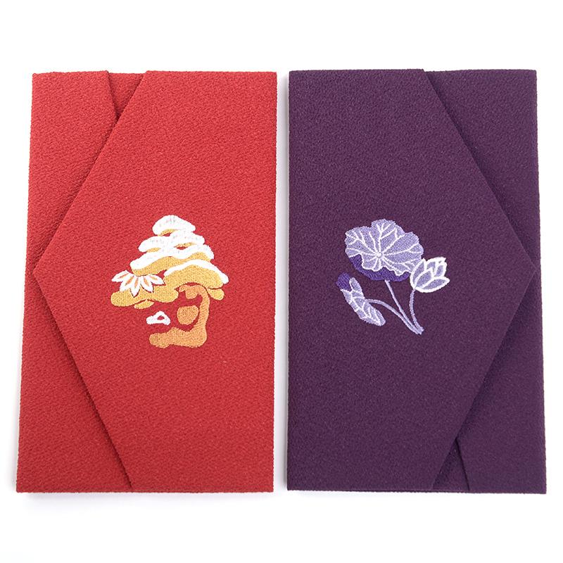 aurora 刺繍ちりめん金封ふくさセット 2枚組袱紗 箱付 箱入り 日本製