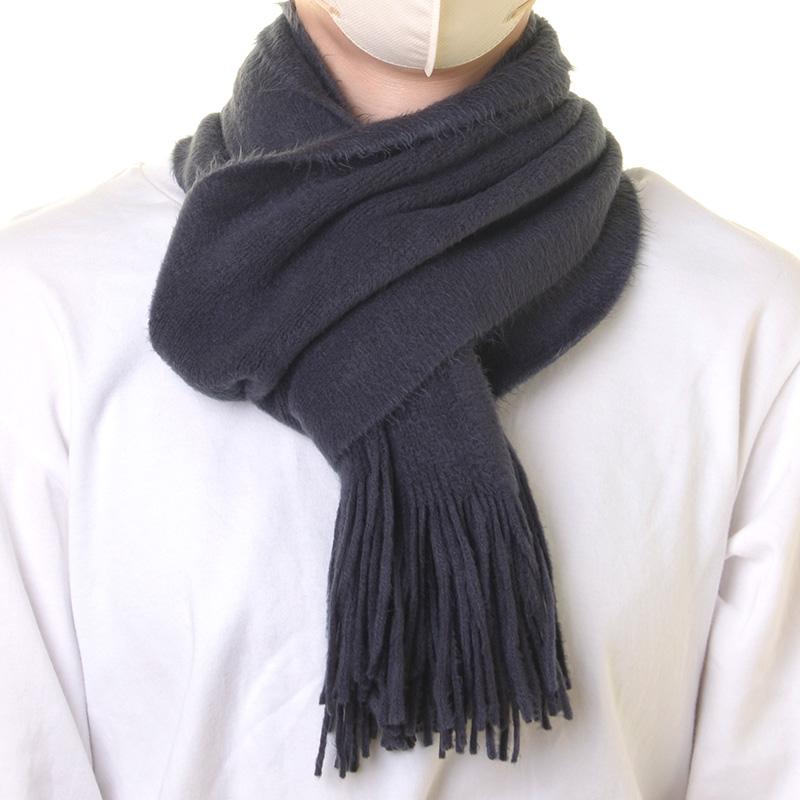 Cornerstone / マフラー/アクリル/BLK/無地/メンズ aurora 日本製アクリルマフラー ふんわりソフトなノエールマフラー