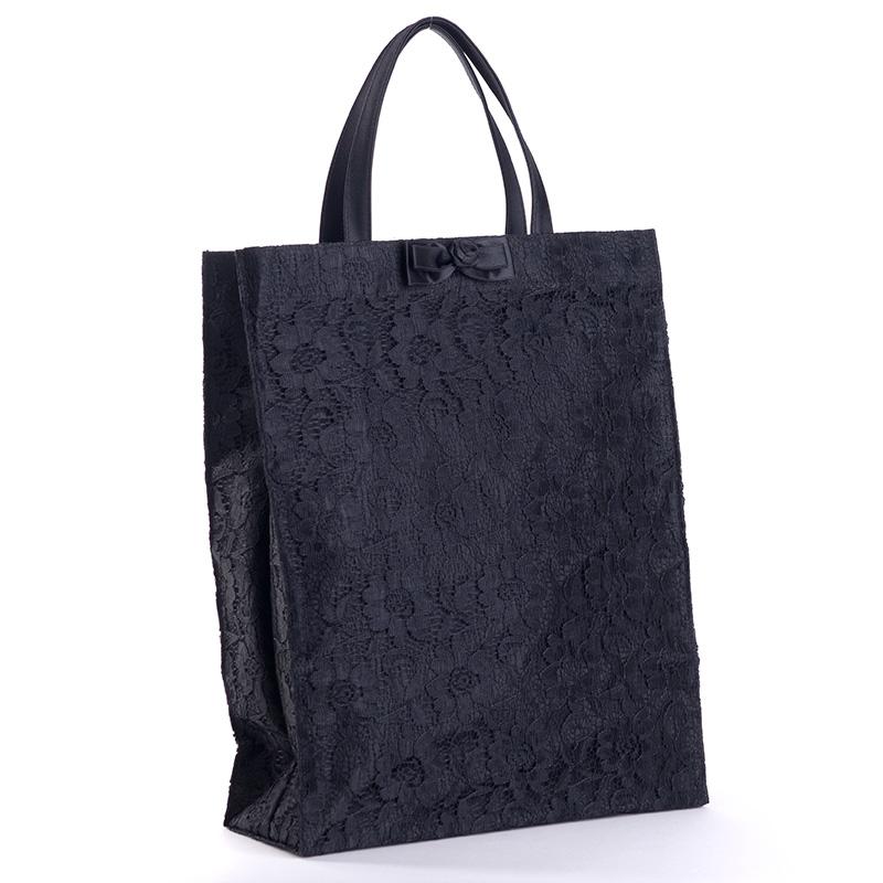 リボン付きブラックパーティーバッグ 大きなリボンがポイントのブラックバッグ（ナイロンサブバッグ