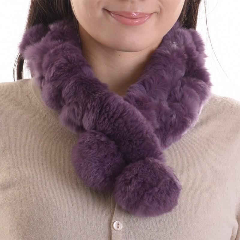 aurora レッキスラビットファーマフラー 毛皮マフラー パープル