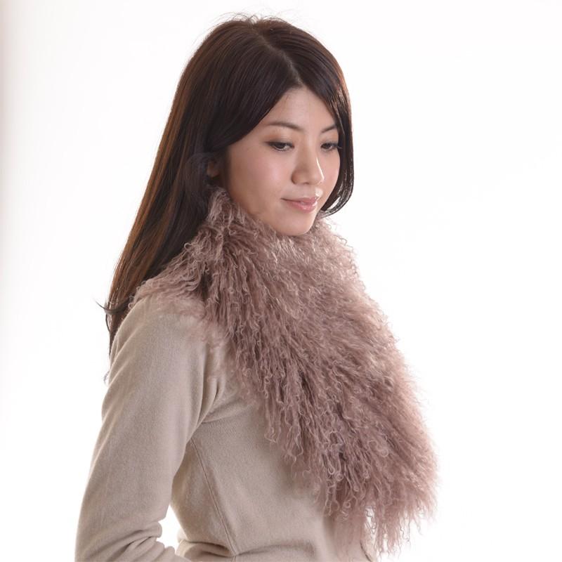 aurora チベットラムファーカラー 毛皮マフラー アンバーピーチ