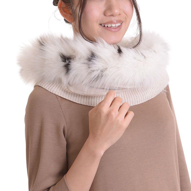 難あり日本製シャドーフォックスファーニットストール スヌード リング  