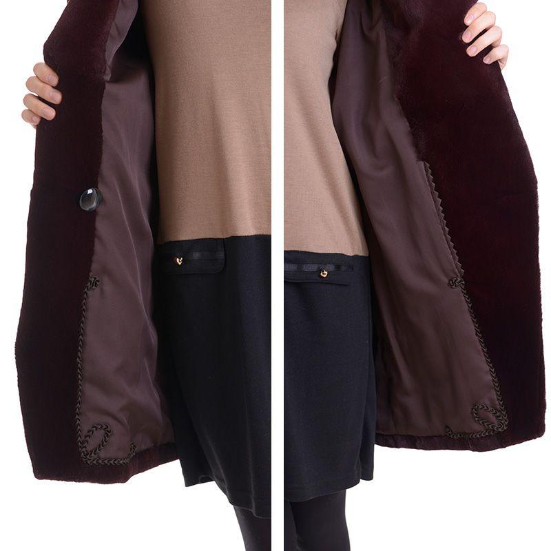 aurora 日本製シェアードミンクコート 着丈80ボルドー : アウローラ