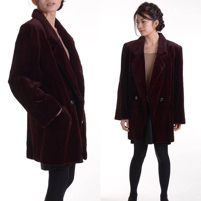 美品　アルティマ　 シェアードミンク コート 赤　ミンクコート 毛並み極美品○Altima アルティマ MINK シェアードミンク 本毛皮コート